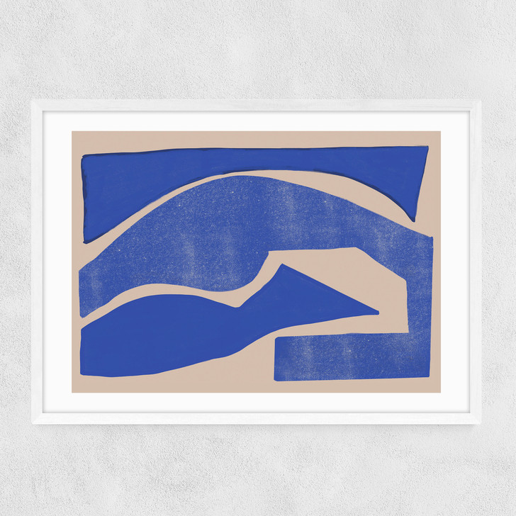 Blue Geometric Shape Narrow White Frame