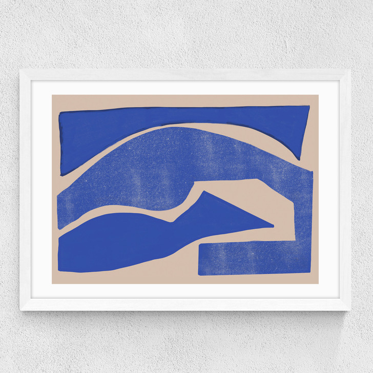 Blue Geometric Shape Medium White Frame