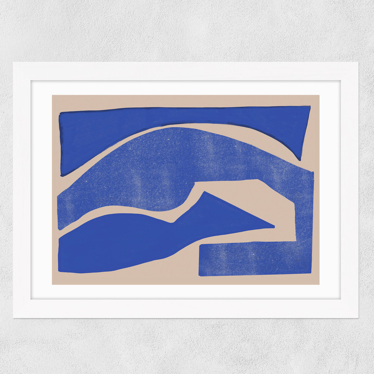 Blue Geometric Shape Wide White Frame
