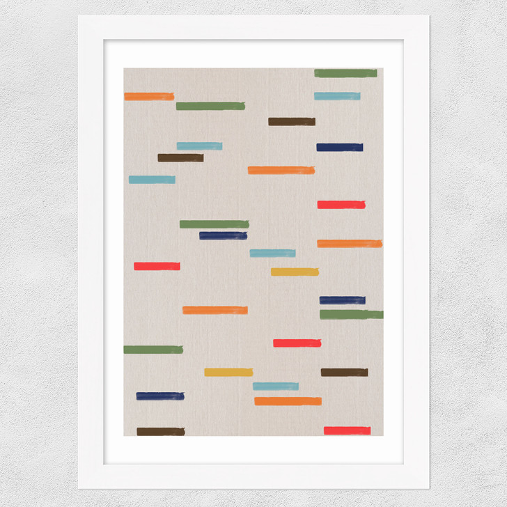 Floating Stripes Wide White Frame