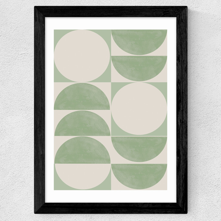 Geometrics In Green Wide Black Frame