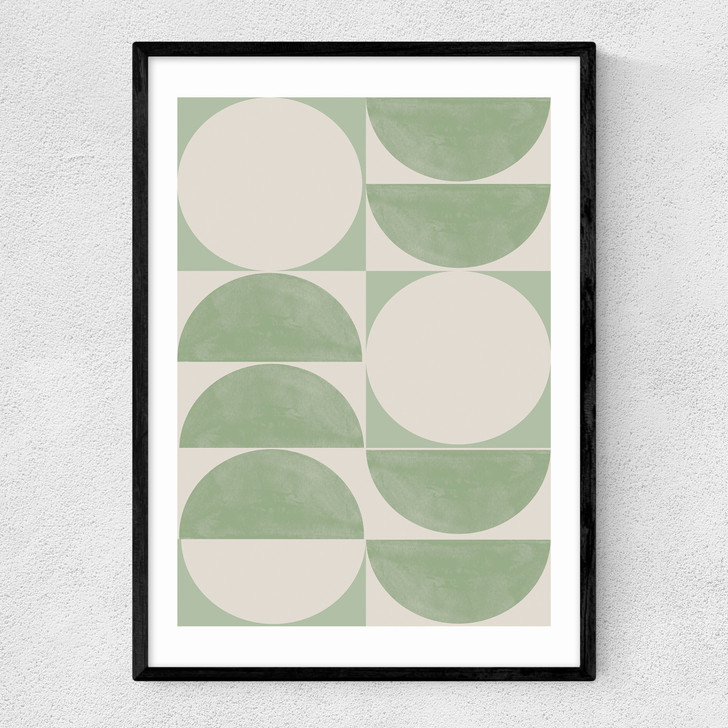 Geometrics In Green Narrow Black Frame