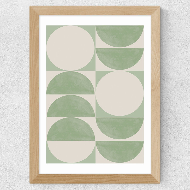 Geometrics In Green Wide Oak Frame