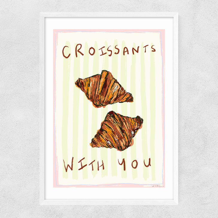 Croissants With You Narrow White Frame