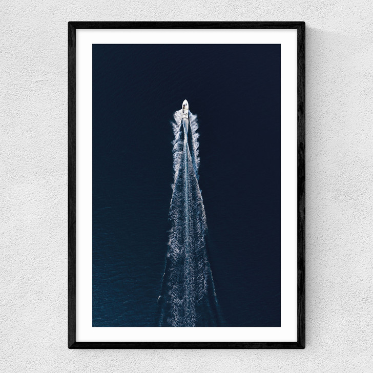 Boat Trip Through Blue Narrow Black Frame