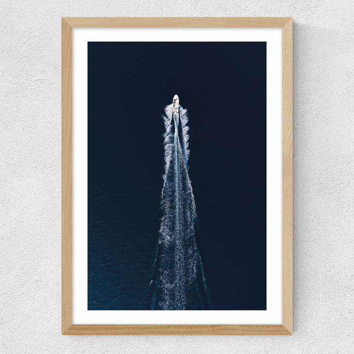 Boat Trip Through Blue Medium Oak Frame