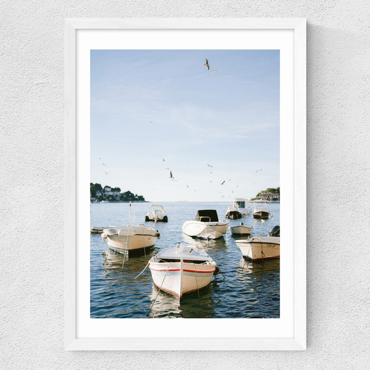 Boats of Hvar Medium White Frame
