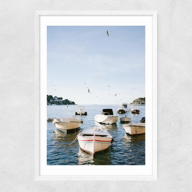 Boats of Hvar Narrow White Frame