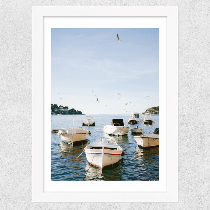 Boats of Hvar Wide White Frame