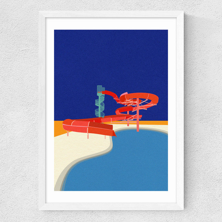 Pool with Water Slide Medium White Frame