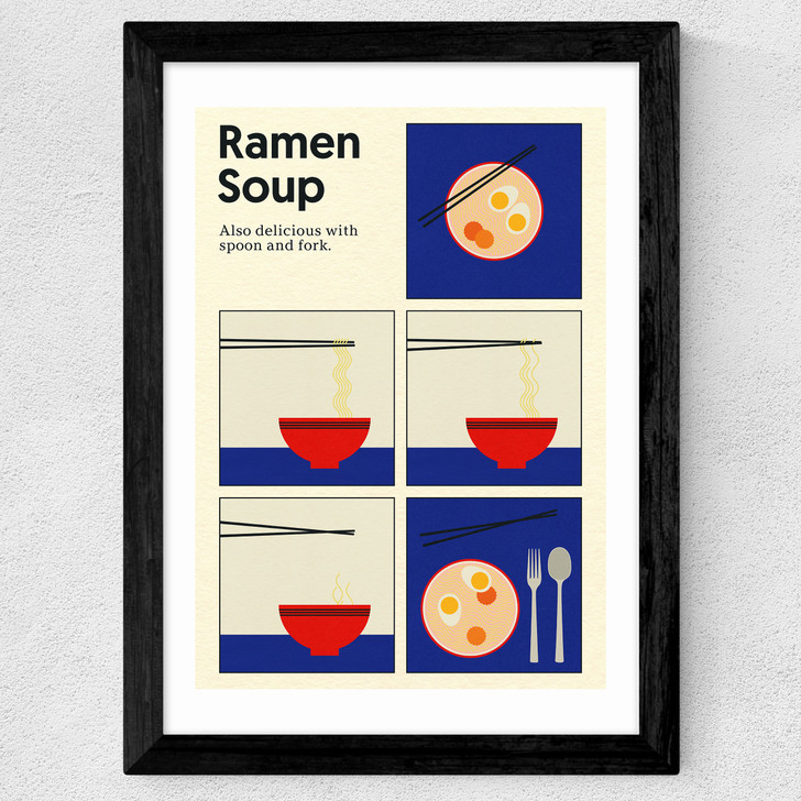Ramen Soup Wide Black Frame