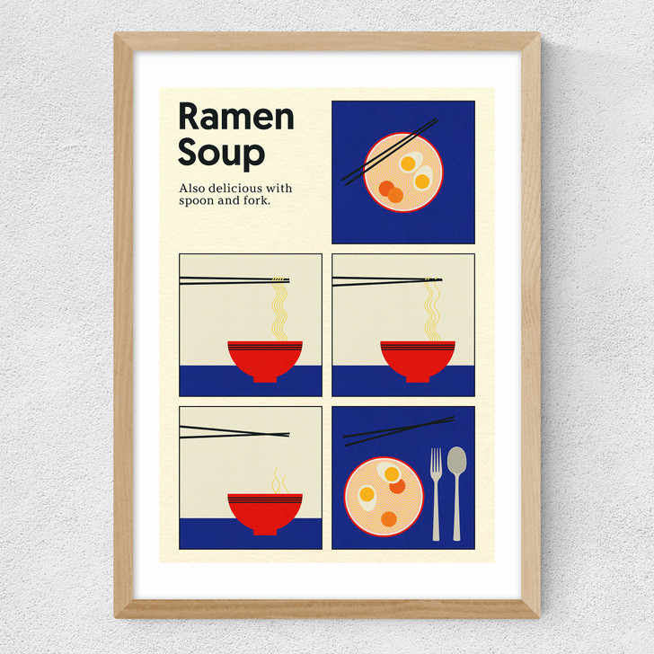Ramen Soup Medium Oak Frame