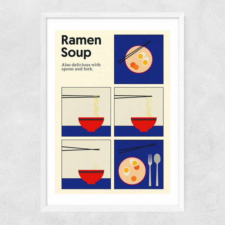 Ramen Soup Narrow White Frame
