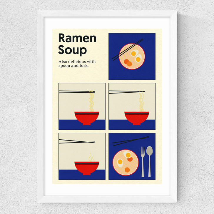 Ramen Soup Medium White Frame