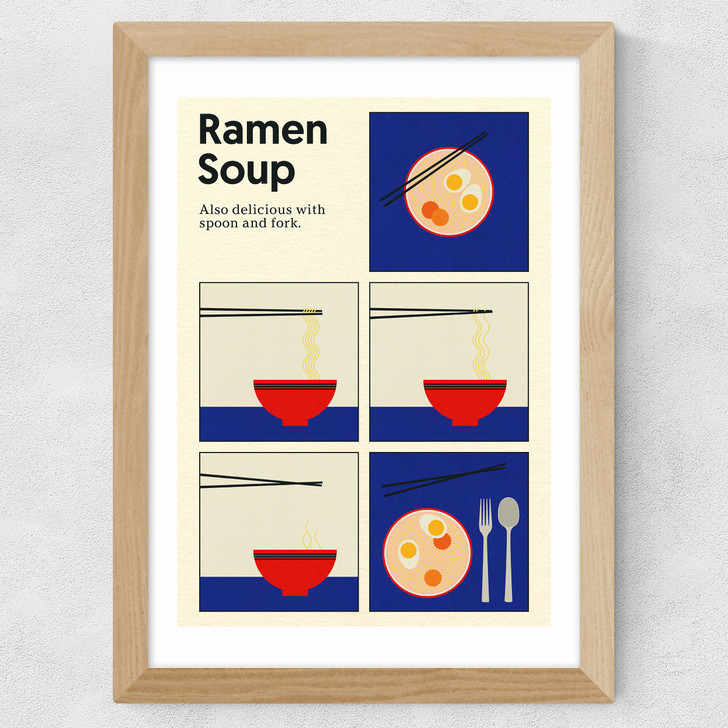 Ramen Soup Wide Oak Frame