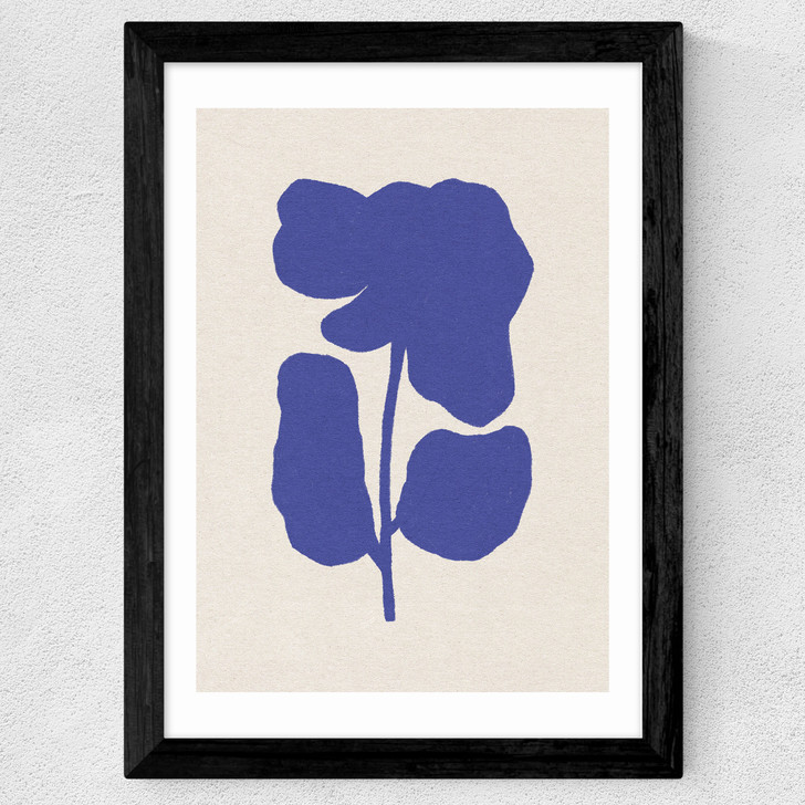 Abstract Blue Flower Wide Black Frame