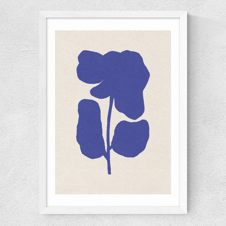 Abstract Blue Flower Medium White Frame