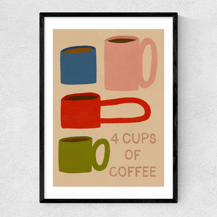 4 Cups Of Coffee Narrow Black Frame