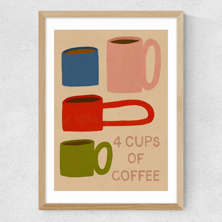 4 Cups Of Coffee Medium Oak Frame