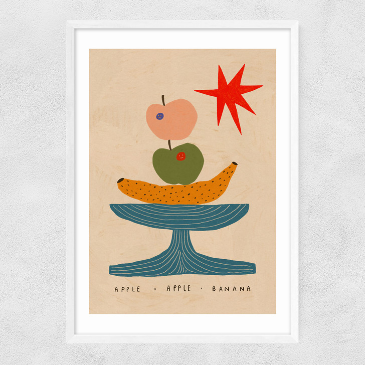 Apple, Apple, Banana Narrow White Frame