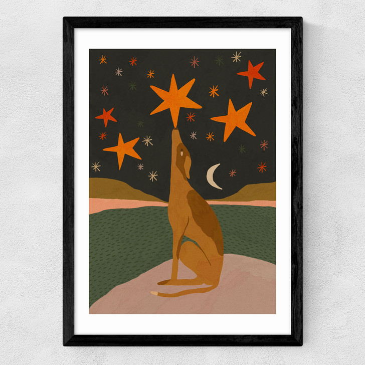 Night Time Dog Medium Black Frame