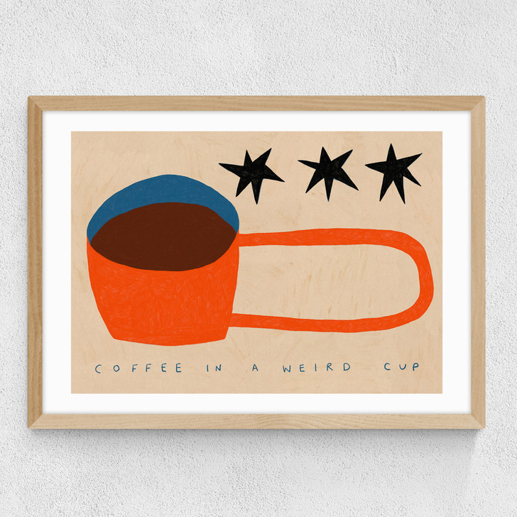 Coffee In A Weird Cup Medium Oak Frame
