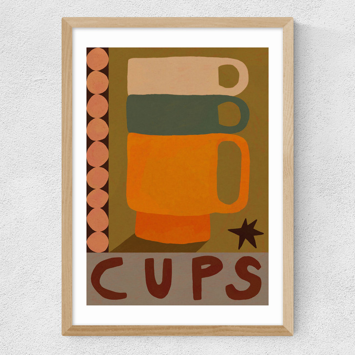 Cups Medium Oak Frame