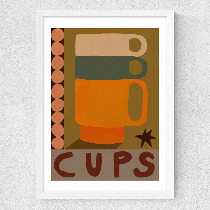 Cups Medium White Frame