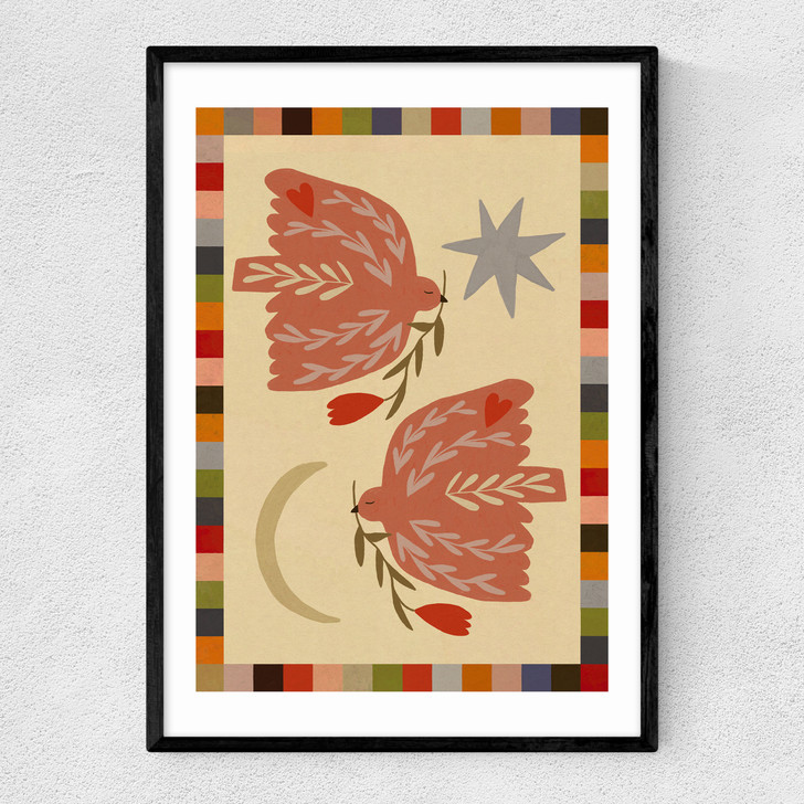 Love Birds Narrow Black Frame