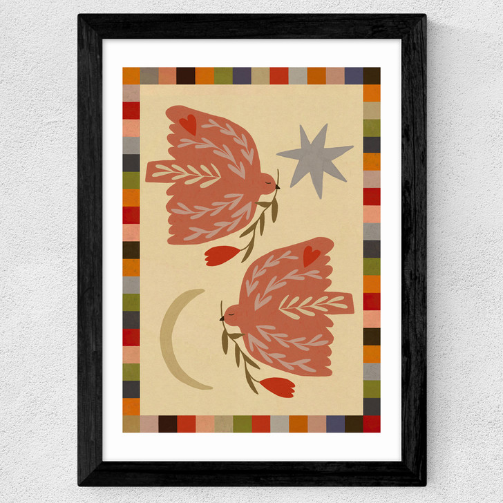 Love Birds Wide Black Frame