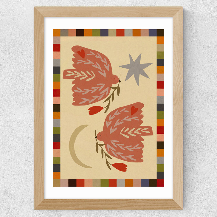 Love Birds Wide Oak Frame