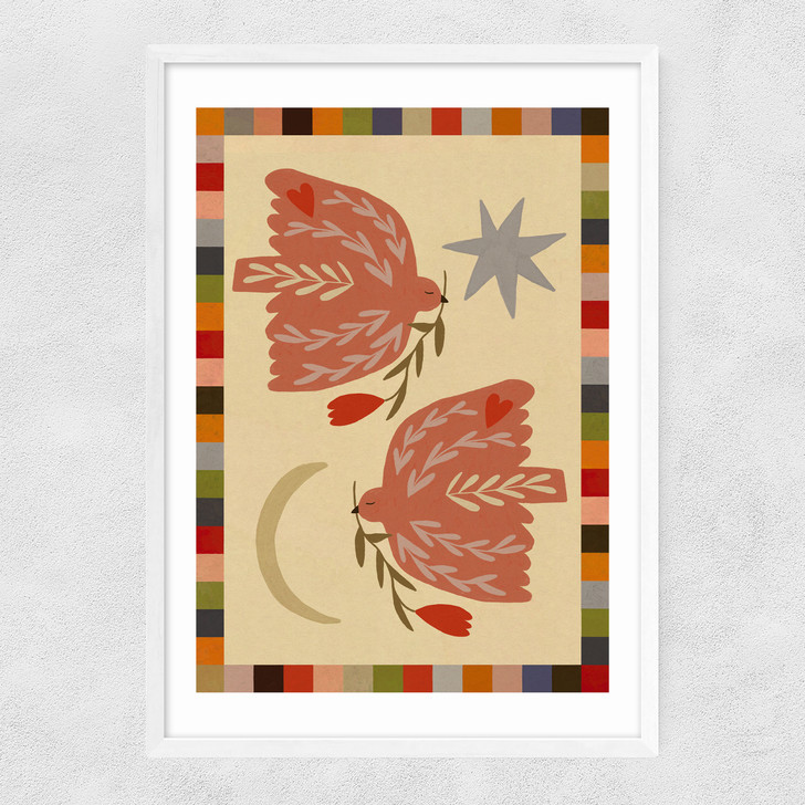 Love Birds Narrow White Frame