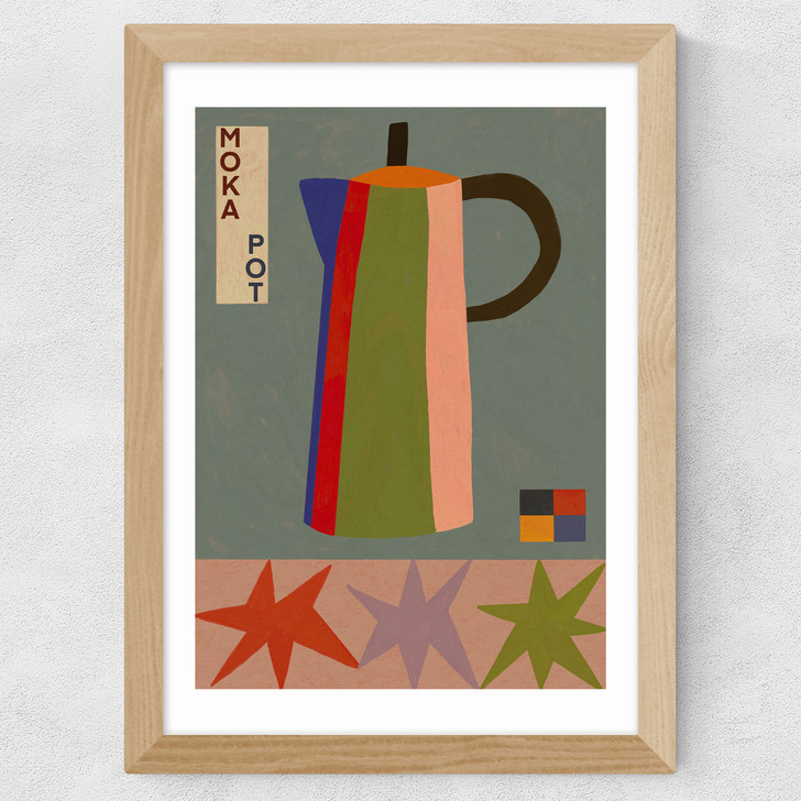 Moka Pot Wide Oak Frame