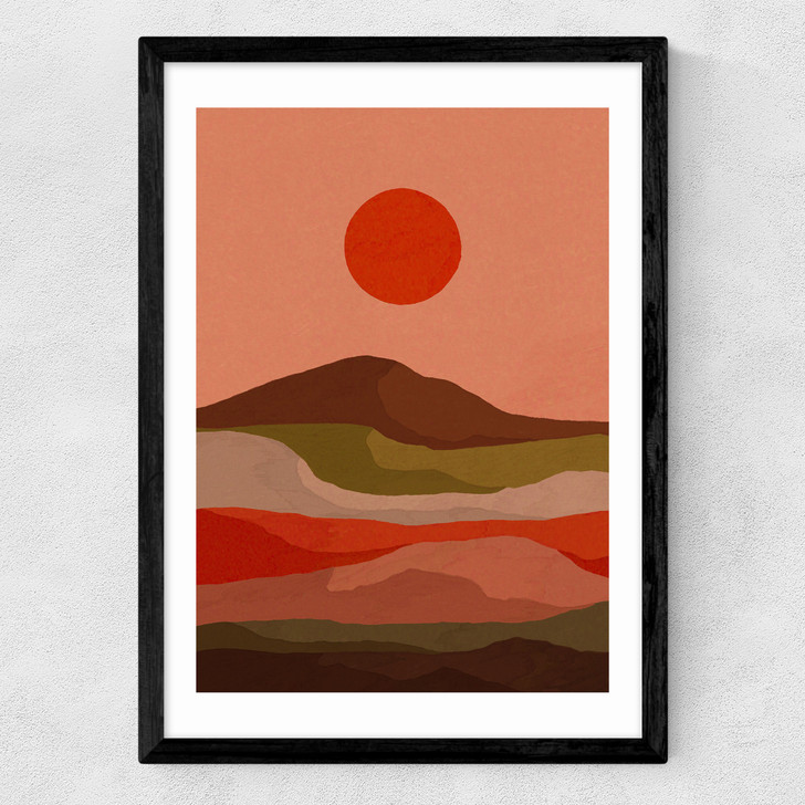 Red Sun Medium Black Frame