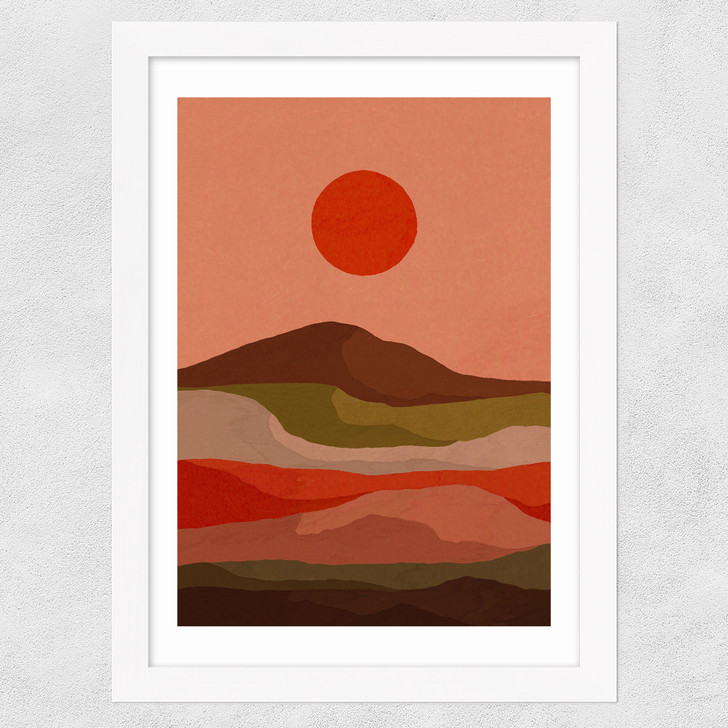 Red Sun Wide White Frame