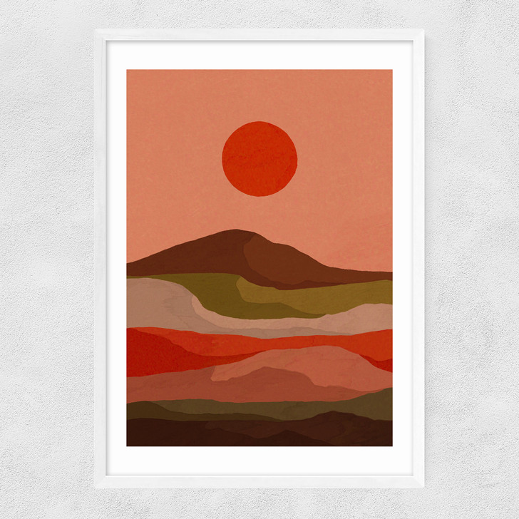 Red Sun Narrow White Frame