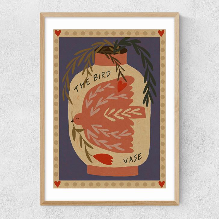 The Bird Vase Narrow Oak Frame