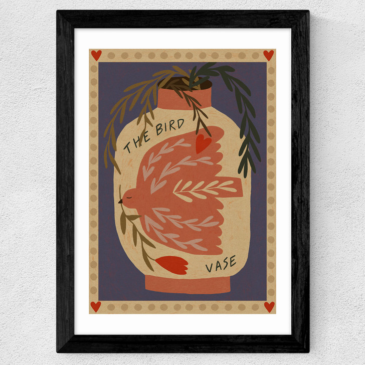 The Bird Vase Wide Black Frame