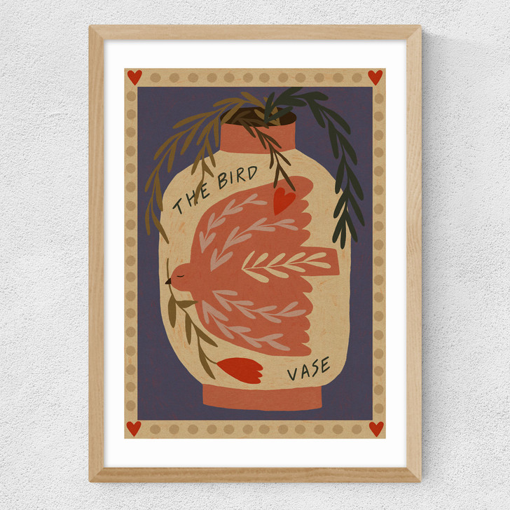 The Bird Vase Medium Oak Frame