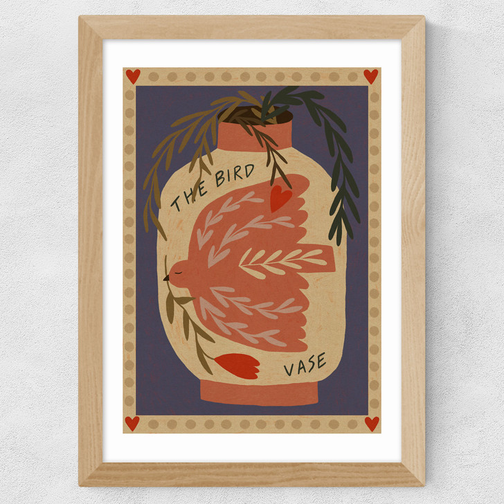 The Bird Vase Wide Oak Frame