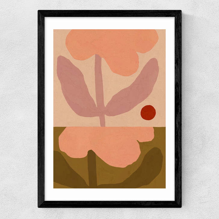 Two Pink Flowers Medium Black Frame