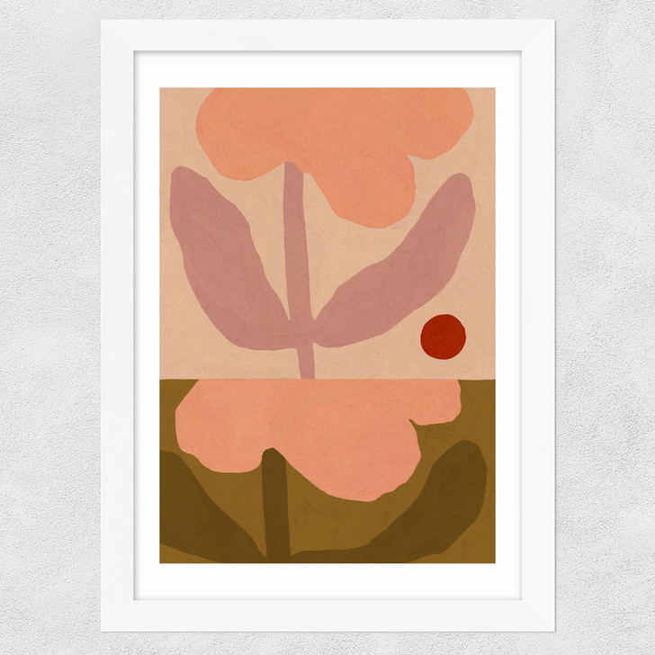 Two Pink Flowers Wide White Frame