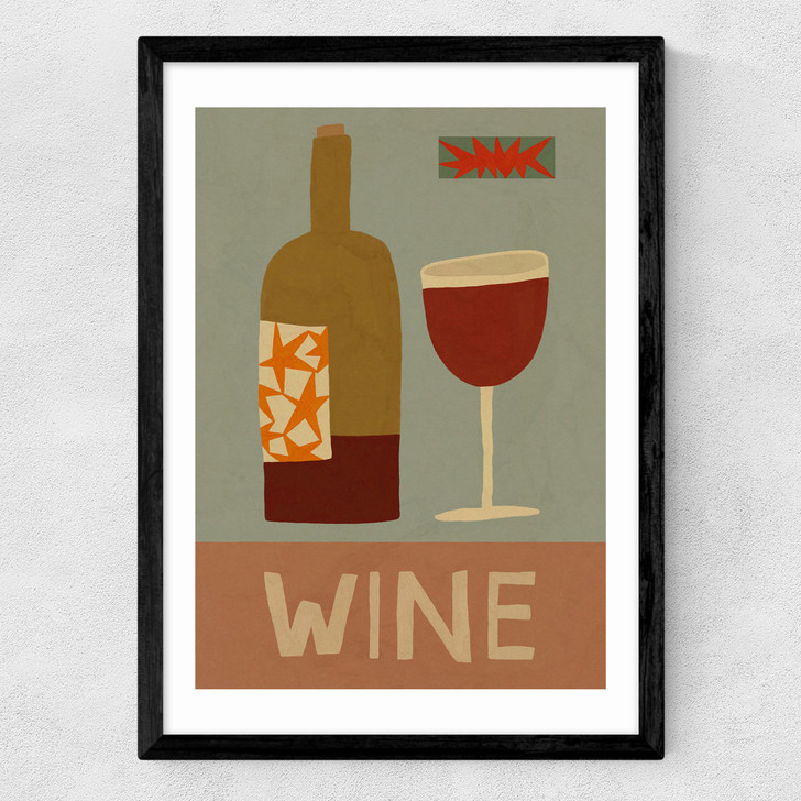 Mid-Century Wine Medium Black Frame