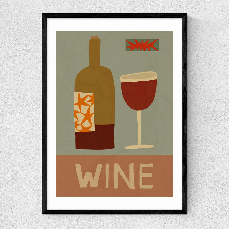 Mid-Century Wine Narrow Black Frame