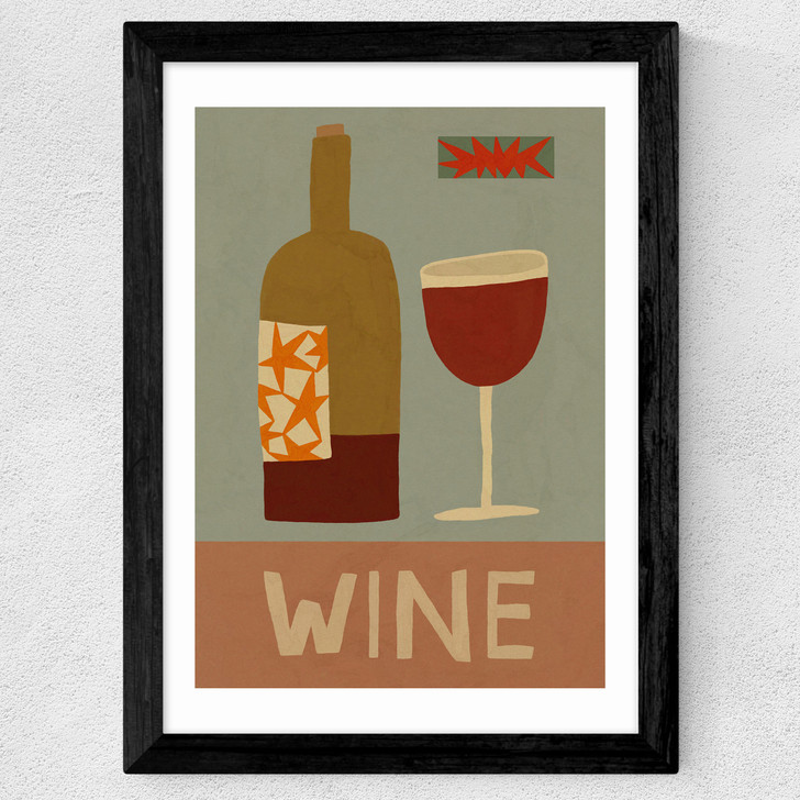 Mid-Century Wine Wide Black Frame