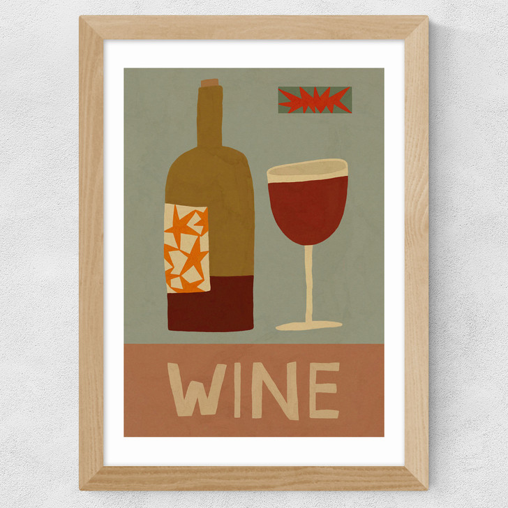 Mid-Century Wine Wide Oak Frame