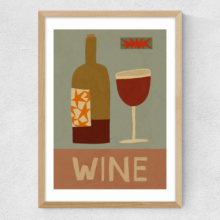 Mid-Century Wine Medium Oak Frame
