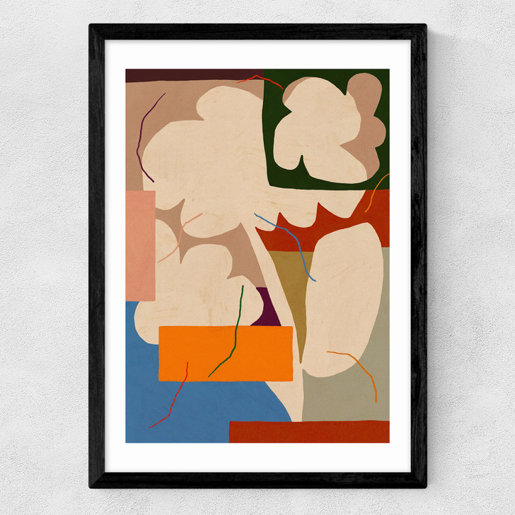 Abstract Flower Medium Black Frame