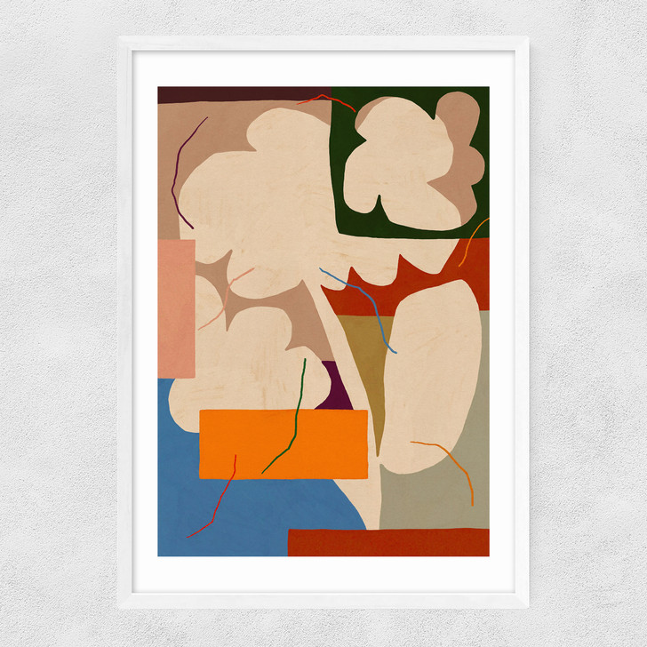 Abstract Flower Narrow White Frame