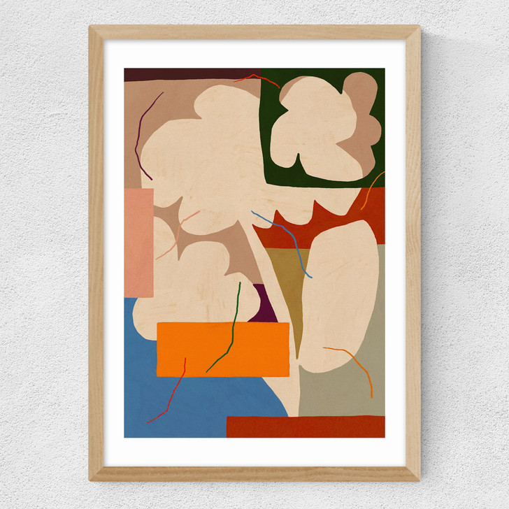 Abstract Flower Medium Oak Frame